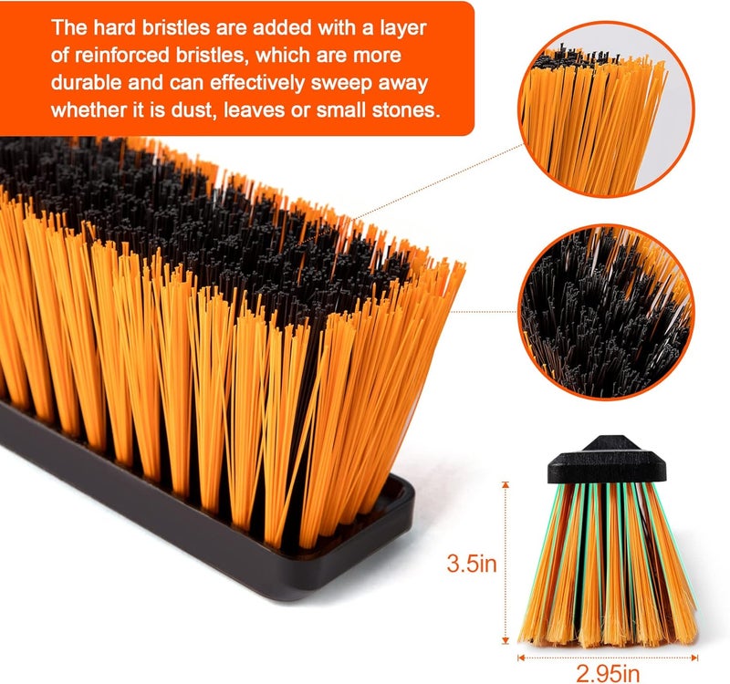 CLEANHOME 24”Push Broom Brush for Floor Cleaning with 65” Long Handle and Stiff Bristles, Heavy Duty Brush for Shop, Deck, Garage, Concrete,Indoor and Outdoor Broom 2 Set,Orange - Image 2